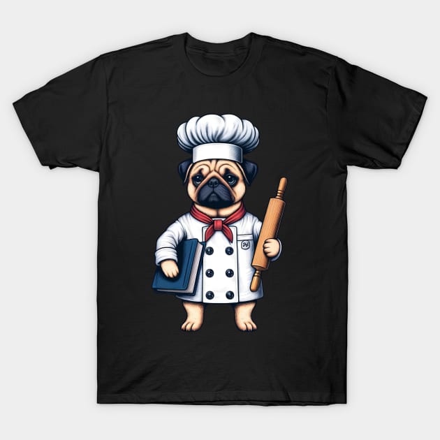 Chef Pug in the Kitchen T-Shirt by HBfunshirts